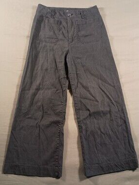 Maeve Anthropologie The Colette Wide Leg Linen Blend Cottagecore Sz 6 Blue Pants